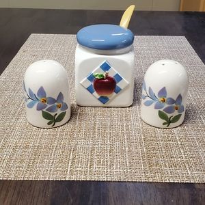 🔥 SOLD Salt & Pepper glazed ceramic Condiment set